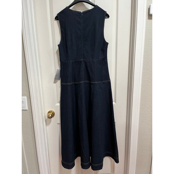 NWT Zoe and Claire Denim Midi Dress A-Line Dark Wash XL Long Modest Sleeveless - Picture 6 of 16